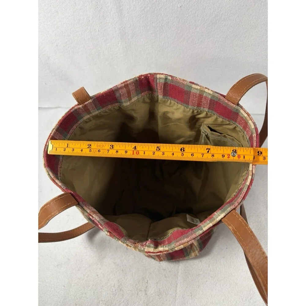 Vintage Longaberger Plaid Tote/Purse Shoulder Strap 2 Interior Pockets USA